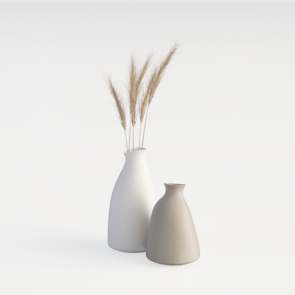 Sullivans White Ceramic Vase Set-Warm Beige
