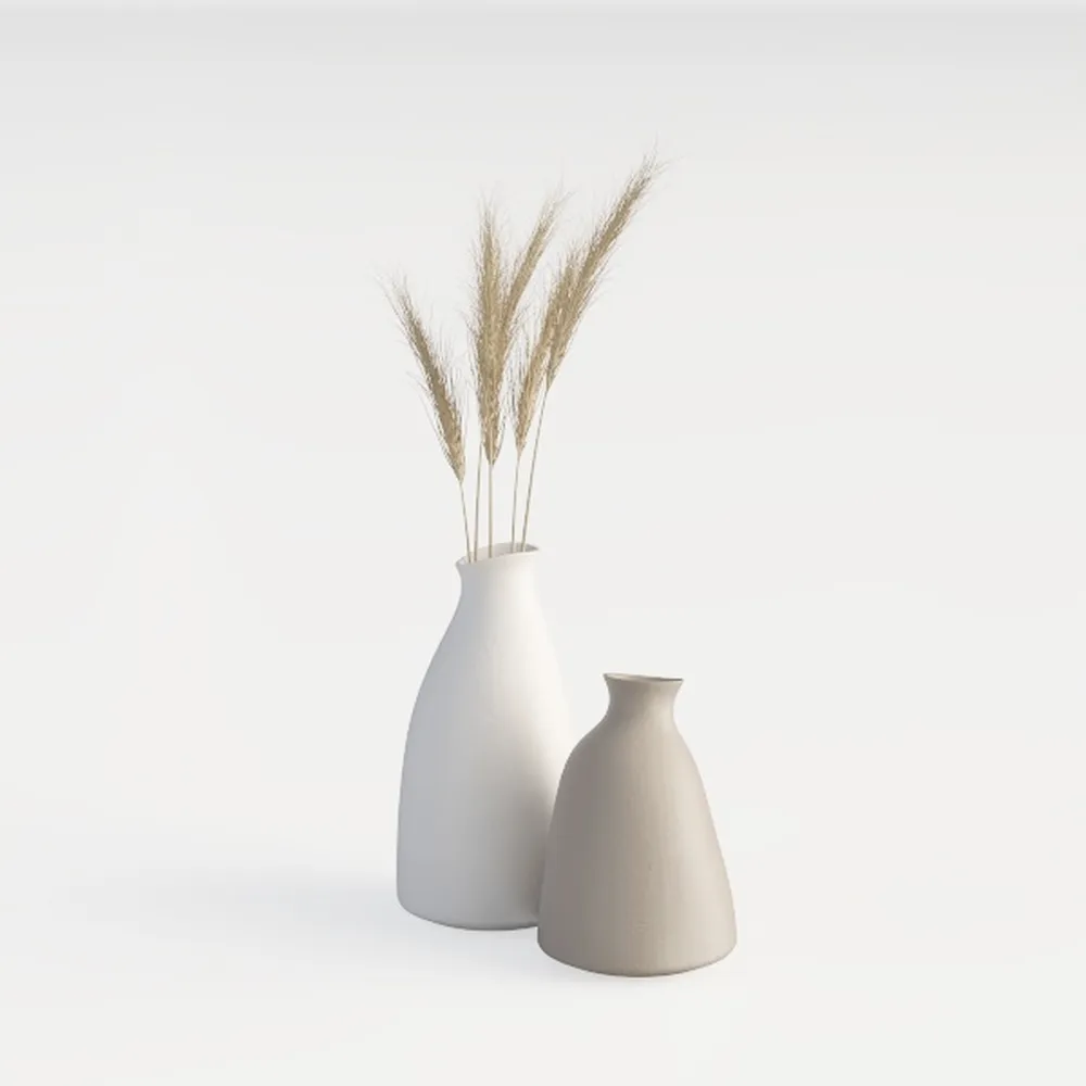 Sullivans White Ceramic Vase Set-Warm Beige