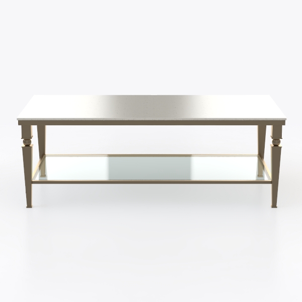 VECELO Coffee Table with 2-Tier Storage Shelf X-