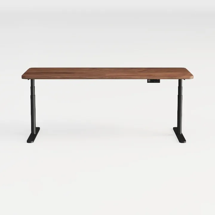 Minimalist Walnut Solid Wood Black Metal Electric Standing Desk 3D Model
