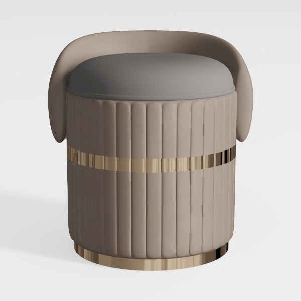 TPTBON Round Vanity Stool with Back, Artificial Le