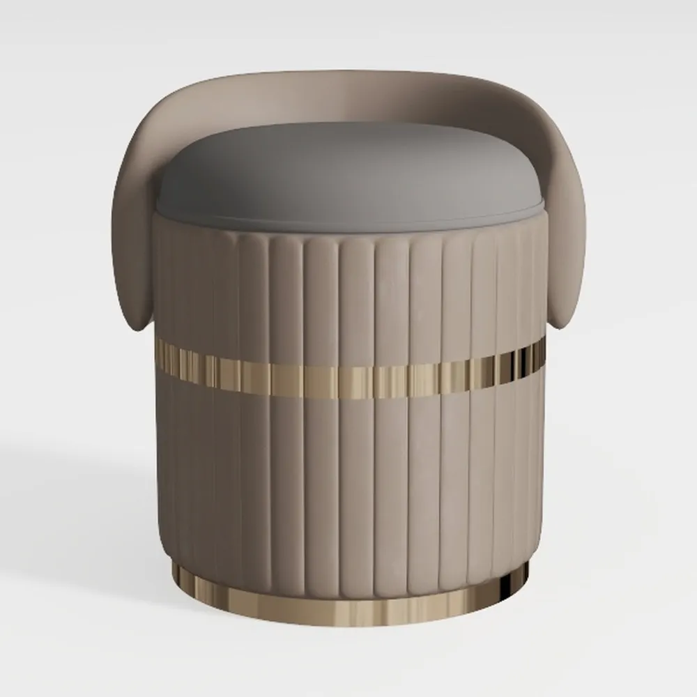 TPTBON Round Vanity Stool with Back, Artificial Le