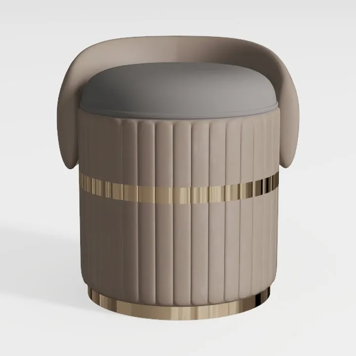 TPTBON Round Vanity Stool with Back, Artificial Le