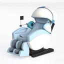Modern Blue Fabric Massage Chair 3D Model Left 45 Degree View