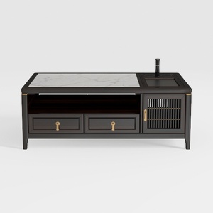 Chinese Style Marble Top Solid Wood Storage Coffee Table 3D Model