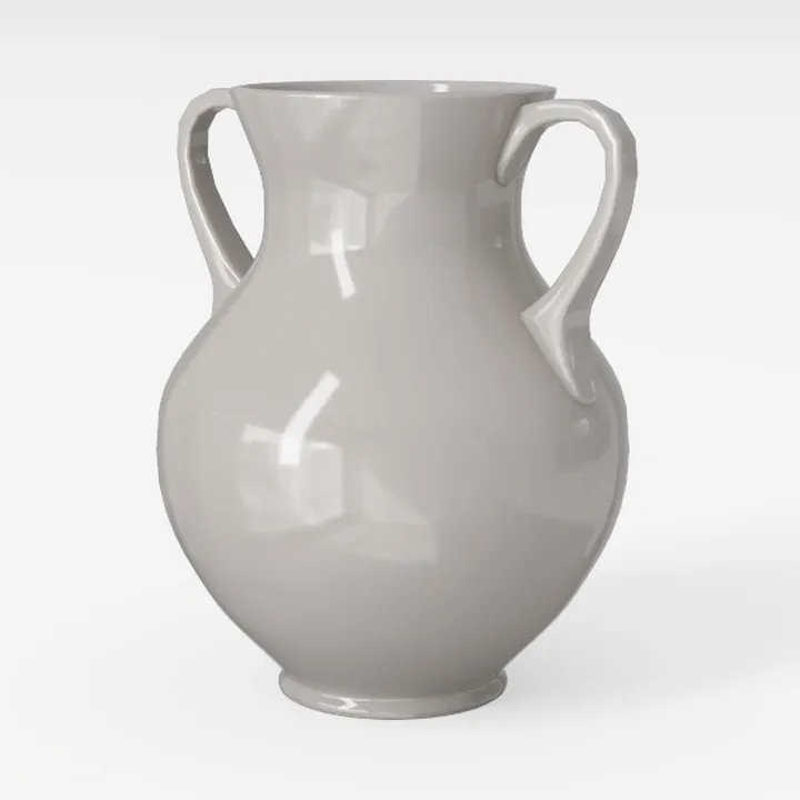 White Ceramic Vase with 2 Handles, Modern