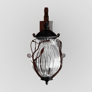 Vintage Rustic Metal Glass Wall Lamp 3D Model