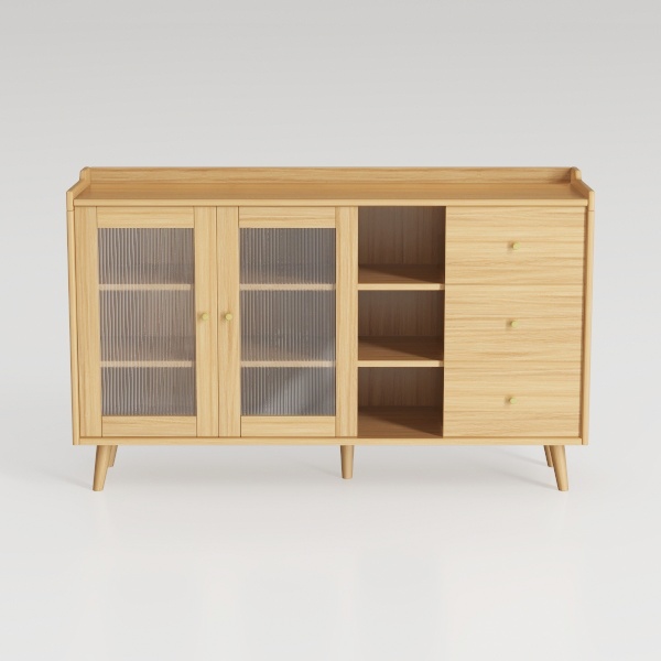 Sideboard Buffets Cabinet with 4 Rattan Doors