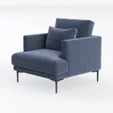 Modern Navy Blue Velvet Upholstered Accent Armchair 3D Model Left 45 Degree View