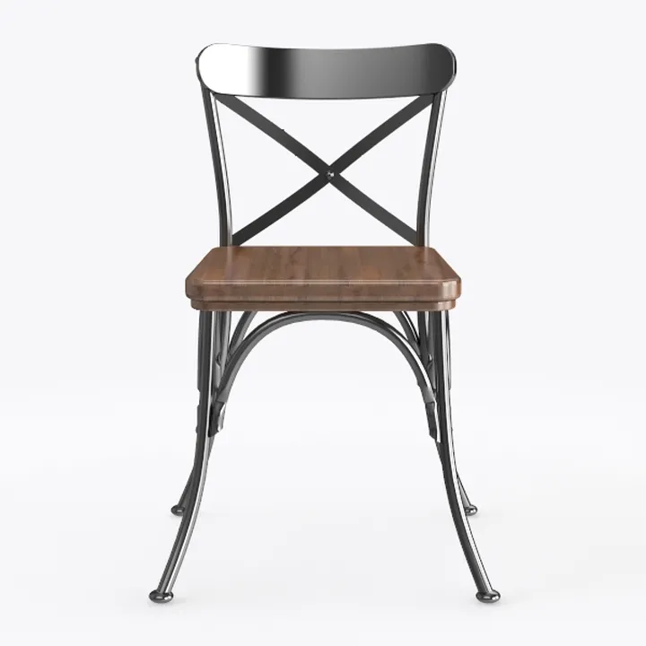 Deco 79 Metal Dining Chair with Brown Rattan Seat