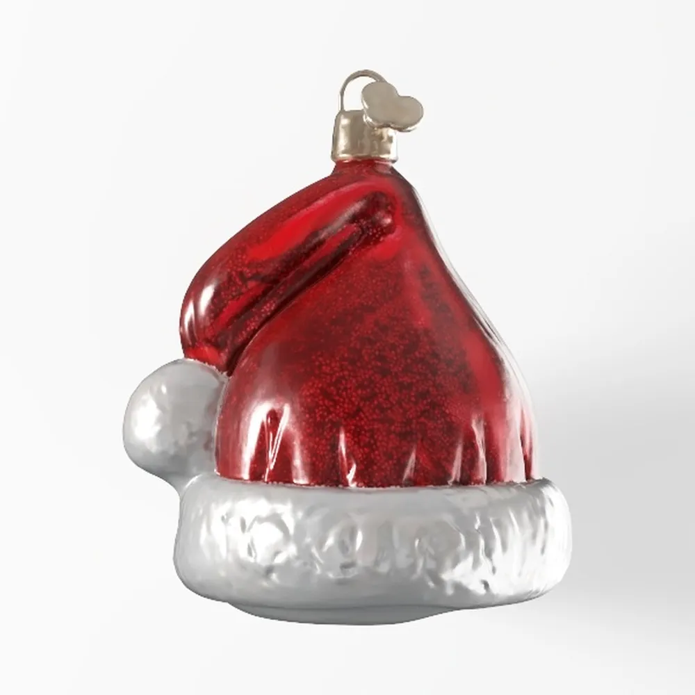 Santa Hat Glass Blown Ornaments_ai generated
