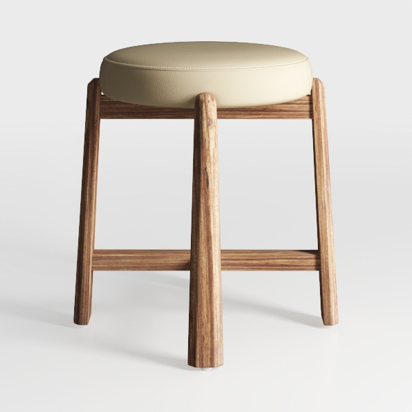 Creeke 25 in. Rustic Oak and Beige Backless Wood C