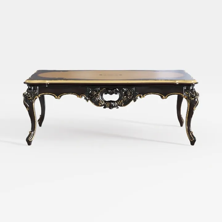 Vintage French Carved Solid Wood Luxury Coffee Table 3D Model