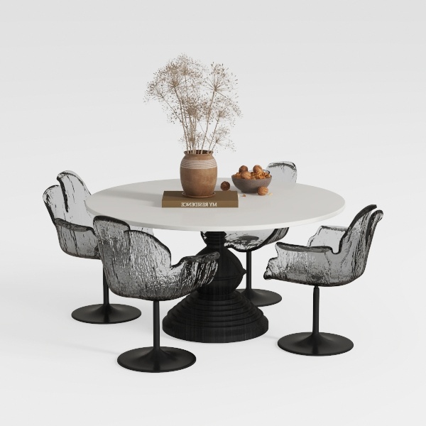 Round 53 in. Black Tempered Glass Tabletop with Ro