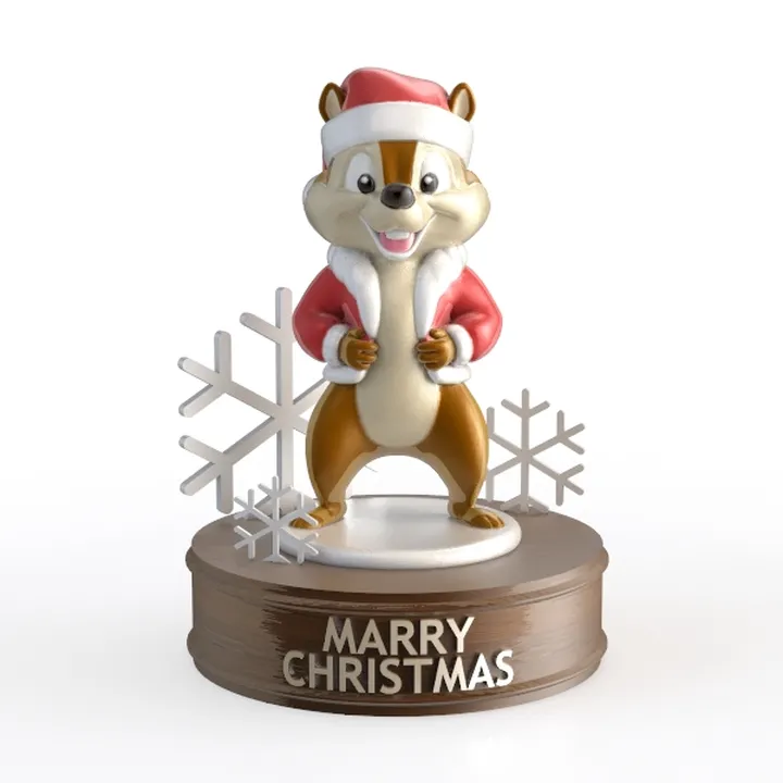 Christmas Cartoon Chipmunk Decorative Figurine 3D Model