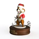Christmas Cartoon Chipmunk Decorative Figurine 3D Model Left 45 Degree View