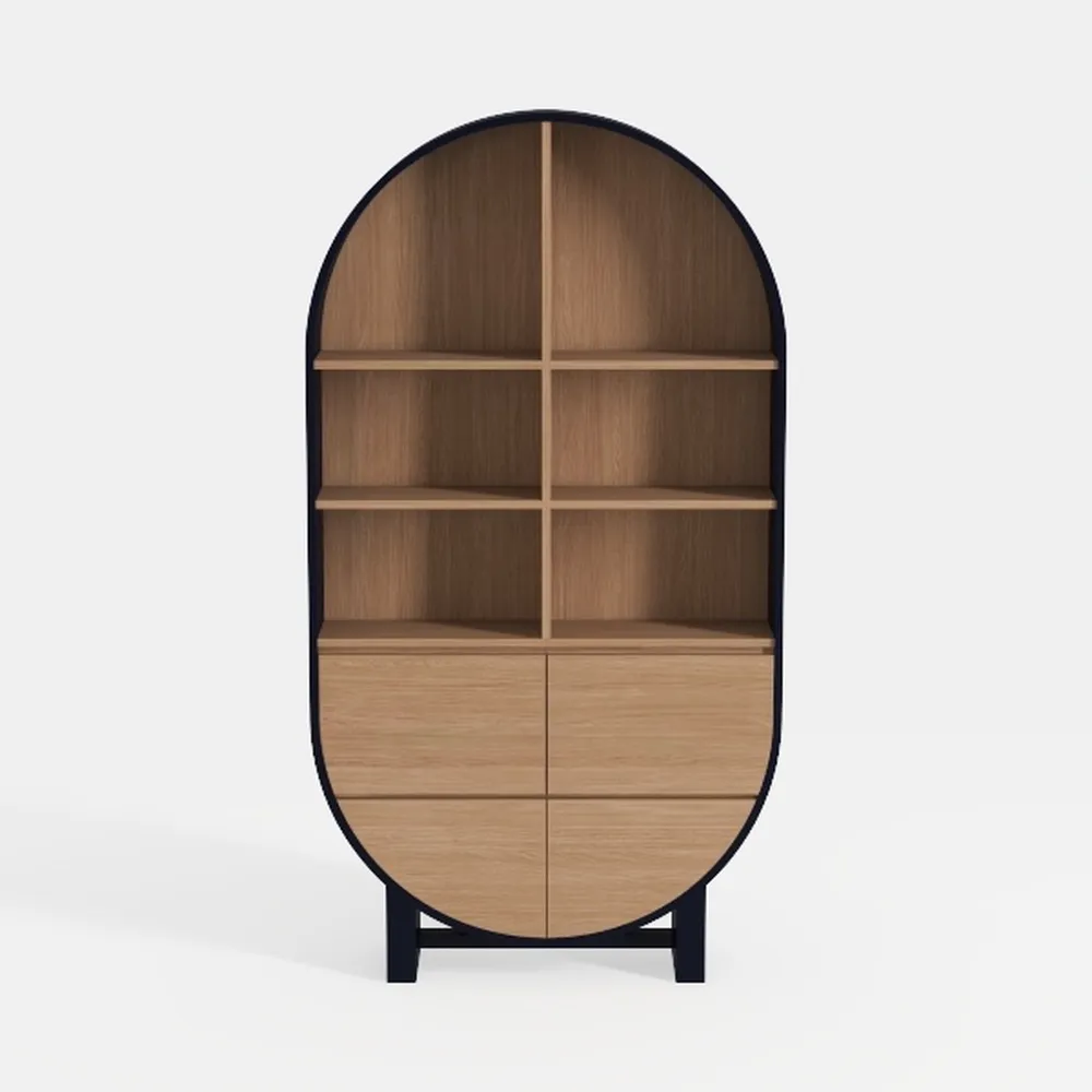 Modern Arched Wooden Bookcase Cabinet with Storage