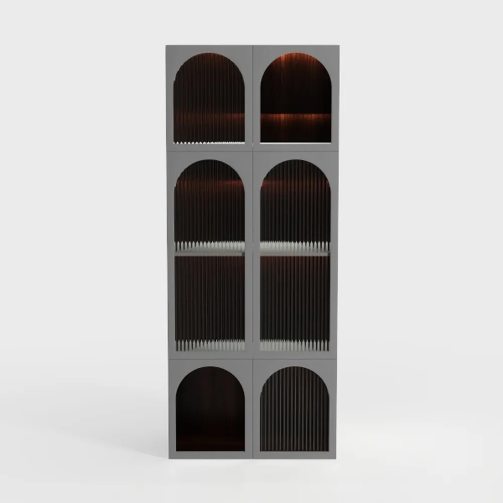 71" Tall Arched Kitchen Pantry Cabinet, Modern