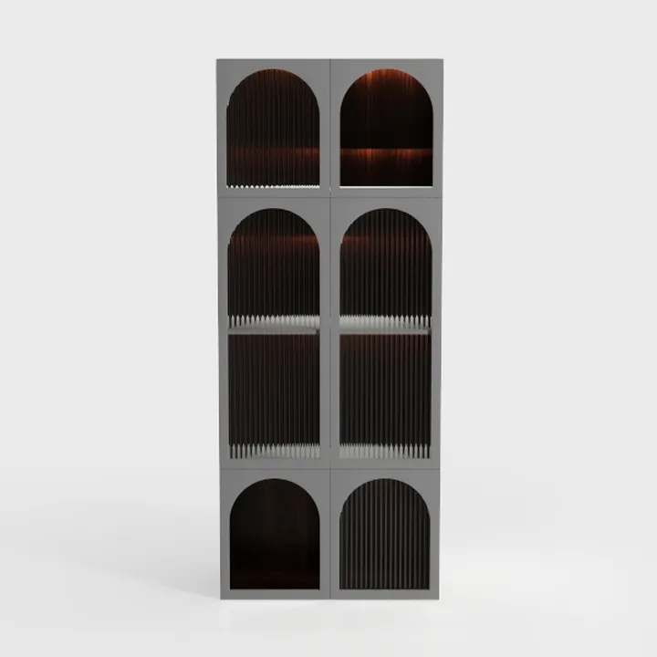 71" Tall Arched Kitchen Pantry Cabinet, Modern