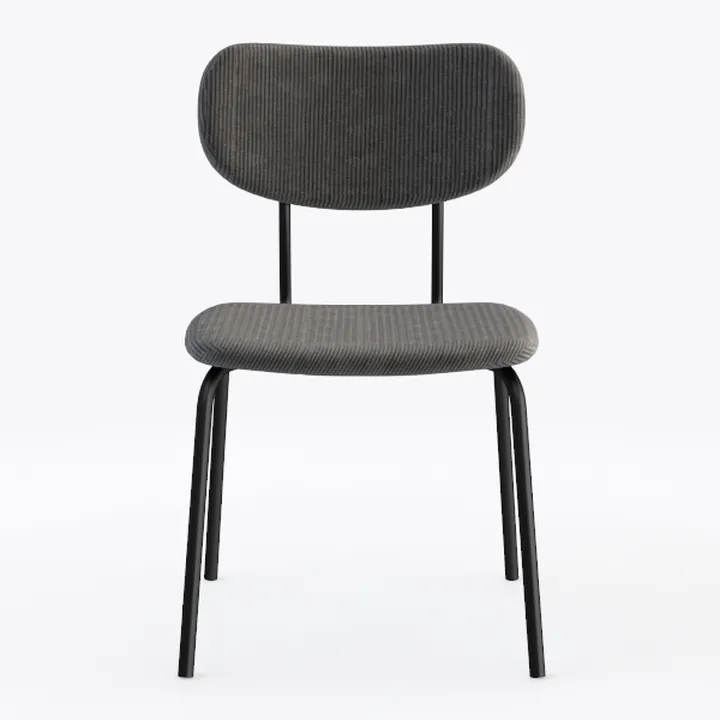 Minimalist Corduroy Upholstered Metal Dining Chair 3D Model