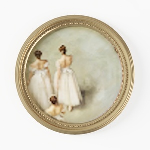 Hxlac Coquette Pink Bow Duck Round Wall Art Framed