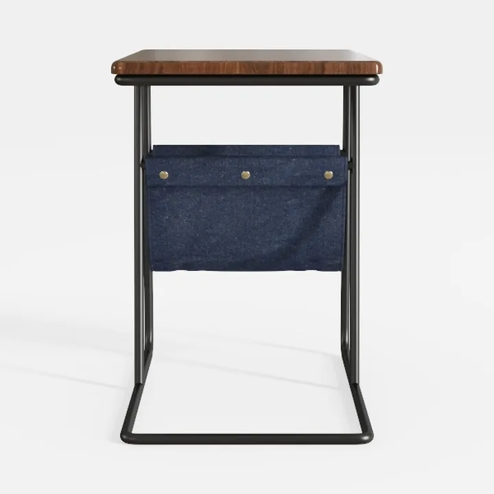 HOOBRO C Shaped End Table with Charging Station