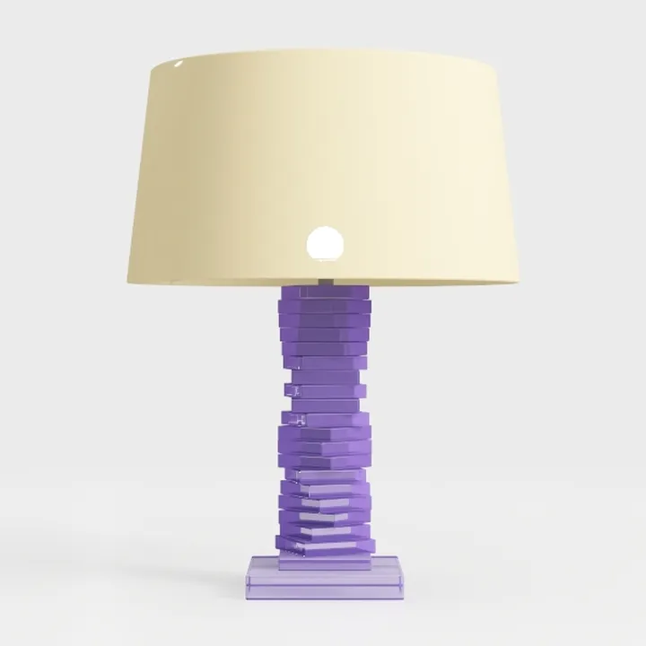 Modern Purple Acrylic Stacked Table Lamp 3D Model