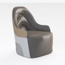 Modern Minimalist Taupe Leather Upholstered Armchair 3D Model Right 45 Degree View
