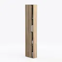 Minimalist Oak Tall Narrow Storage Cabinet Open Shelf 3D Model Left 45 Degree View