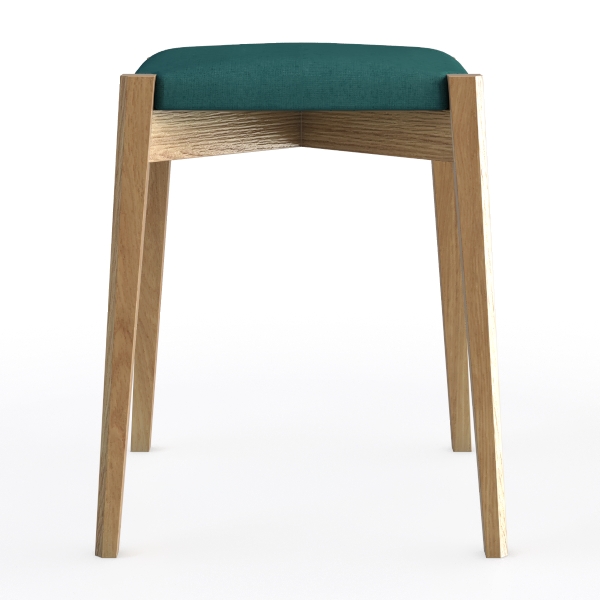 Brown Fabric and Wood Outdoor Ottoman with Teal Cu