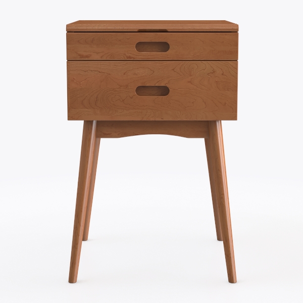 2-Drawer Night Stand Mini Chestnut Modern Bedside