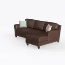 Brown Leather Studded Contemporary Sectional Sofa 3D Model Left 45 Degree View