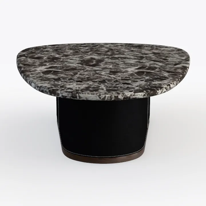Modern Marble Top Black Leather Coffee Table 3D Model