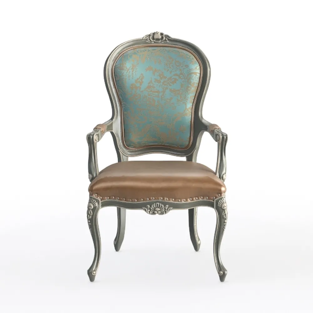 Gold and Silver Polyester Crown Top Dining Armchai