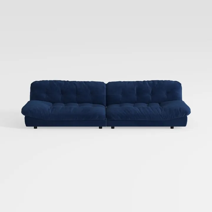 Modern Navy Blue Velvet Tufted Large Sectional Sofa 3D Model