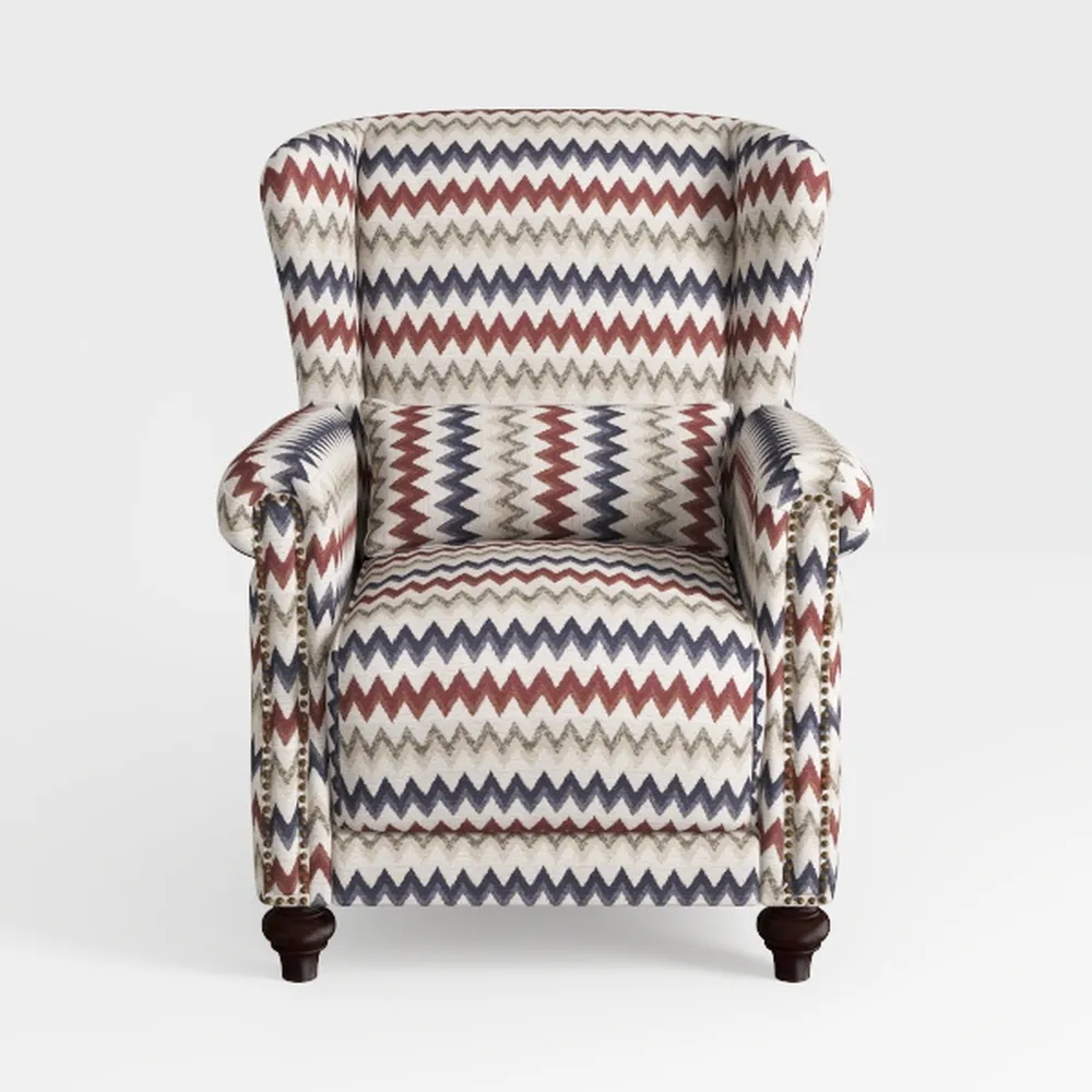 Cream and Red Stripe Mid-Century Modern Accent Cha