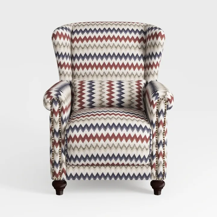 Cream and Red Stripe Mid-Century Modern Accent Cha