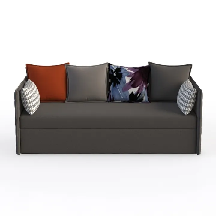 Modern Dark Gray Fabric Upholstered Decorative Throw Pillows Sofa 3D Model