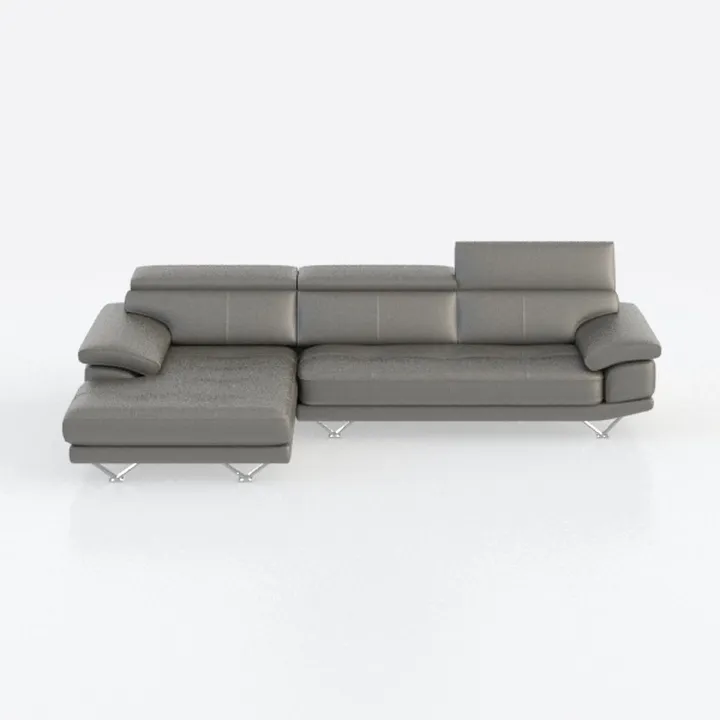 Sectional Sofa 2PCS Set Grey Faux Leather with 