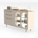 dining side cabinet-White Serenity Left 45 Degree View