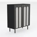 Rattan Sideboard Buffet Cabinet, 4 Doors Accent Right 45 Degree View