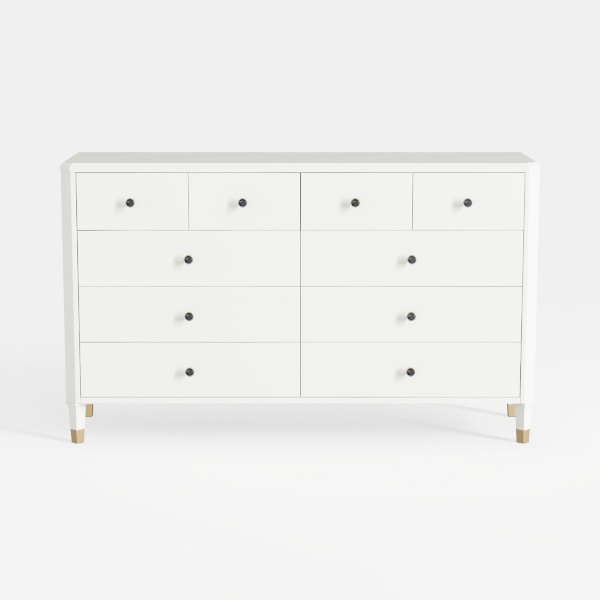 White Dresser for Bedroom, 9 Drawer Dresser with