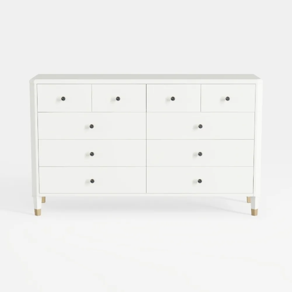 White Dresser for Bedroom, 9 Drawer Dresser with