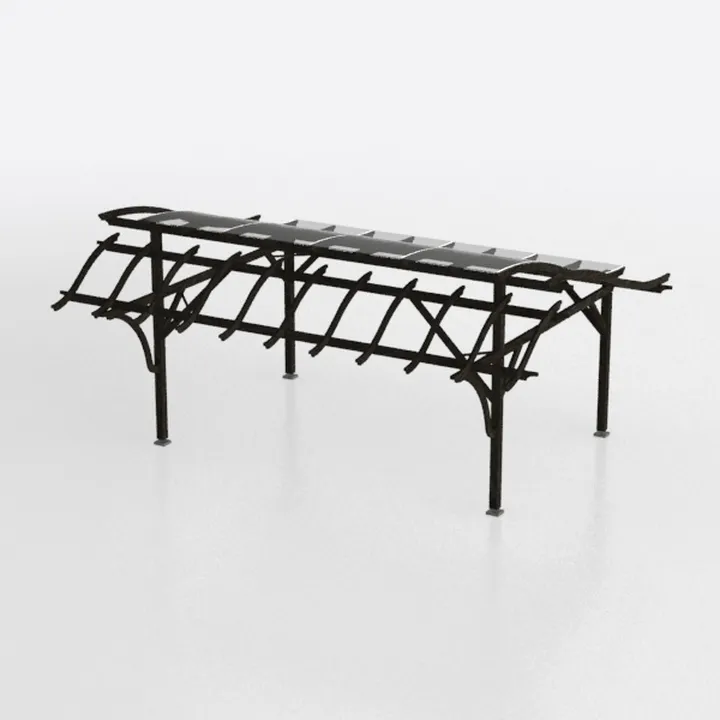 Industrial Metal Glass Outdoor Patio Bench 3D Model
