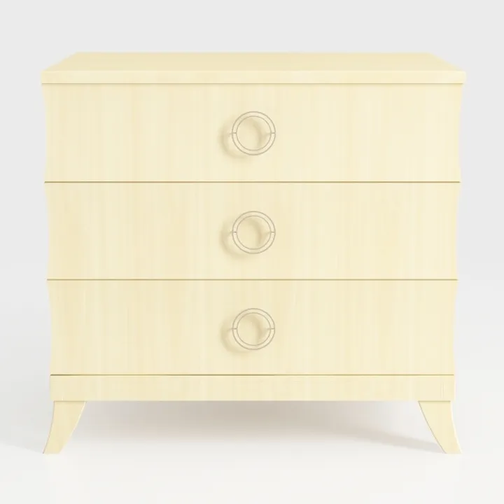 Fluted 3 Drawer Dresser Nightstand with Charging