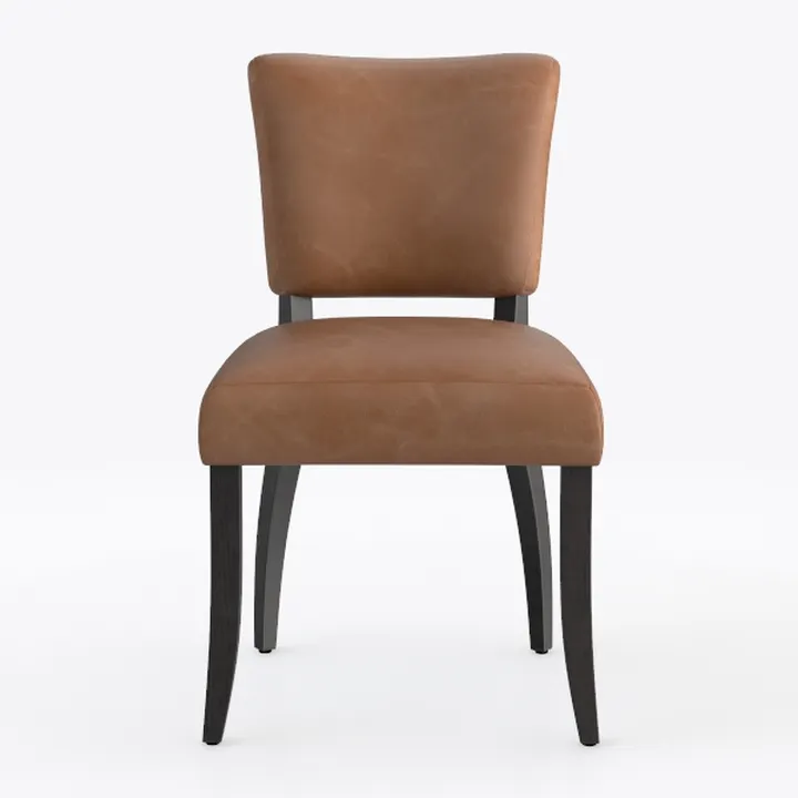 Modern Brown Leather Upholstered Dining Chair 3D Model