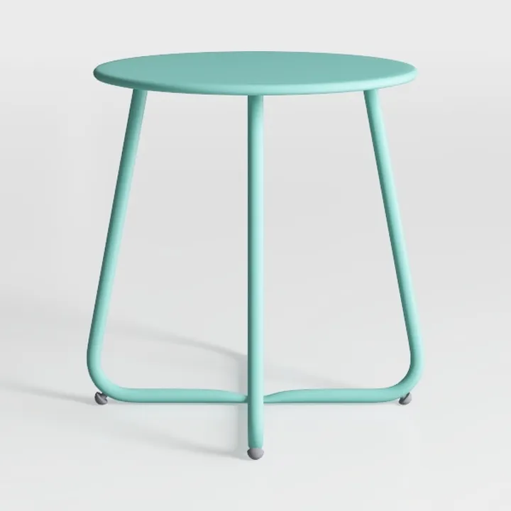Peacock Blue Patio Side Table, 18" Weatherproof