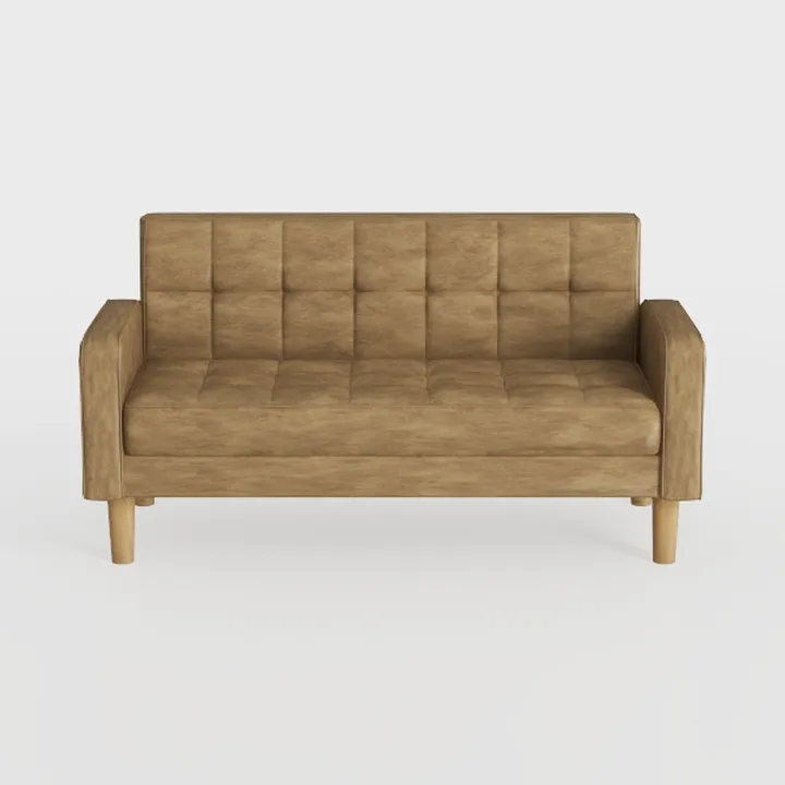 Modern Style Faux Leather Loveseat with Elegant