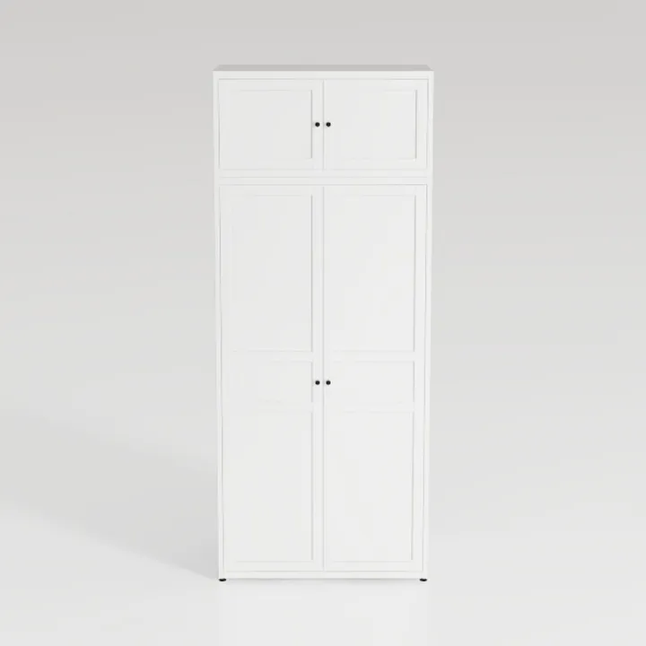 Minimalist White Solid Wood Tall Storage Cabinet 3D Model