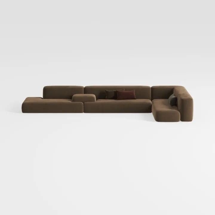 4 Seater Modular Sectional Sofa,L-Shaped Compressi
